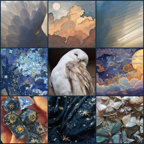 Fairy Aesthetic Moodboard, Dnd Character Mood Board, Bird Mood Board, Moth Color Palette, Cloud Moodboard, Character Board Aesthetic, Grunge Color Palette, Dnd Moodboard, Celestial Color Palette