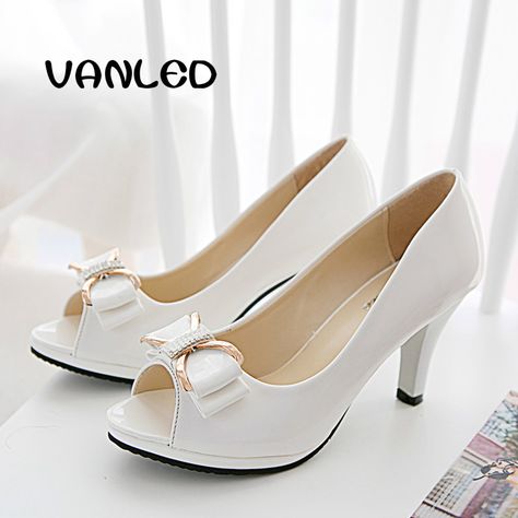 >> Click to Buy << VANLED Brand Women Shoes High Heel Shoes Women Pumps Pointed Fashion Bow High Heels Wedding Shoes #Affiliate Party Sandals, Boots For Short Women, Womens Summer Shoes, Open Toe Shoes, Beige Shoes, Mens Pants Fashion, Shoes Woman, High Heels Stilettos, Shoes White