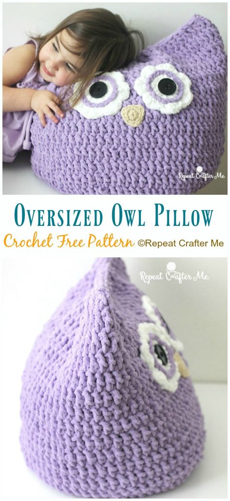 Oversized Owl Pillow Crochet Free Pattern - #Owl; Pillow #Crochet; Free Patterns Owl Pillow Pattern, Crochet Owl Pillows, Owl Crochet Pattern Free, Pillows Crochet, Crochet Pillow Patterns Free, Crochet Pouf, Crochet Free Patterns, Crochet Owls, Owl Crochet Patterns