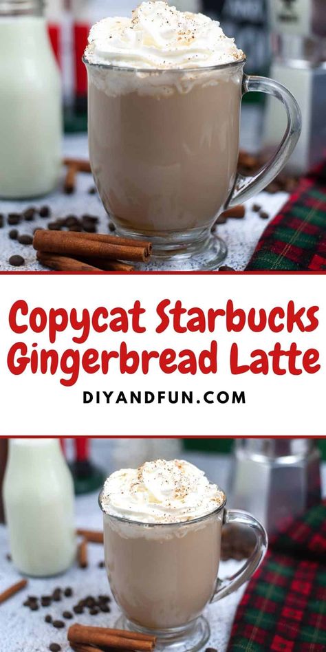 Copycat Starbucks Gingerbread Latte, a simple recipe for an homemade Gingerbread Latte beverage. Included sugar free option. Gingerbread Latte Syrup, Starbucks Gingerbread Latte, Gingerbread Latte Recipe, Chai Latte Starbucks, Sugar Free Coffee Syrup, Homemade Coffee Syrup, Copycat Starbucks Drinks, Low Carb Gingerbread, Starbucks Hot Chocolate