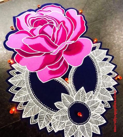 50 Fashion Rangoli Designs (Rangoli Ideas) - October 2019 Rose Rangoli, Designs Rangoli, Simple Rangoli Designs, Rangoli Designs Simple Diwali, Latest Rangoli, Easy Rangoli Designs Diwali, Rangoli Designs Latest, Simple Rangoli Designs Images, Simple Rangoli Border Designs