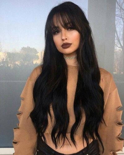 Long Face Hairstyles, Face Shape Hairstyles, Long Hair With Bangs, Long Black Hair, Long Straight Hair, Grunge Hair, Long Black, Hairstyles With Bangs, Dark Hair