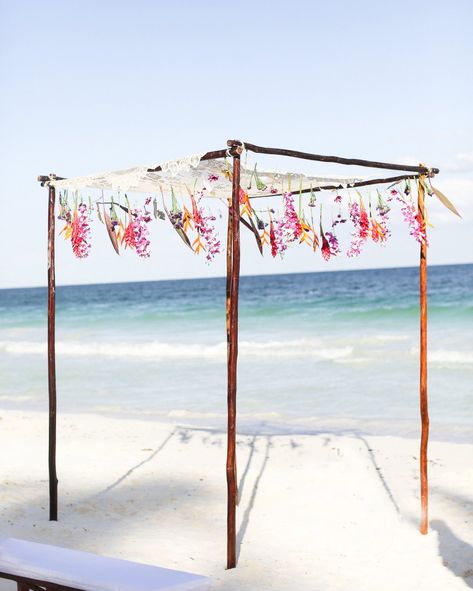 Lace Chuppah Be Tulum Hotel, Branch Arch Wedding, Jewish Wedding Chuppah, Be Tulum, Hanging Feathers, Chuppah Flowers, Chuppah Ideas, Wedding Flowers Tulips, Wedding Chuppah