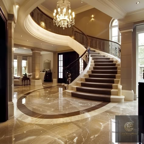 Elegance in every step – dream homes start with grand entrances like this one. #HomeGoals #LuxuryLiving Grand Staircase Entrance, Houses Entrance, House Entrance Ideas, Mansion Entrance, Elegant Foyer, Different House Styles, Luxury Staircase, Grand Entry, Luxury Beach House