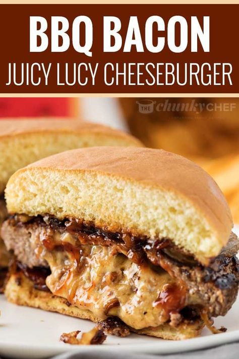 Cheese Stuffed Burgers, Juicy Lucy Burger, Stuffed Burger, Stuffed Burgers, The Chunky Chef, Perfect Sandwich, Chunky Chef, Gourmet Burger, Cheeseburger Recipe