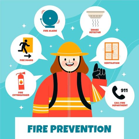 Fire Prevention Month, Work Desk Organization, Fire Protection System, Fire Drawing, Fire Prevention, Fire Fighter, School Posters, Fire Protection, Emergency Response