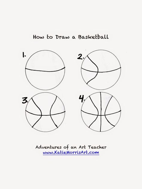 Adventures of an Art Teacher: How to Draw- Sports How to draw a basketball Basketball Crafts Diy, Easy Basketball Drawings, How To Draw A Basketball, Basketball Crafts For Kids, Basketball Painting Ideas, Draw A Basketball, Basketball Crafts, Basketball Cookies, Basketball Senior Night