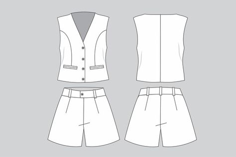 Premium Vector | Shorts and vest set shorts and vest set draw shorts and vest tailored set Vest Technical Drawing, Vest Tailored, Vest Set, Free Business Card Mockup, Flyer Maker, Business Card Maker, Poster Invitation, Poster Maker, Presentation Template Free