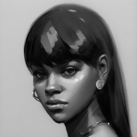 Grey Scale Digital Art, Gray Scale Digital Art, Greyscale Digital Art, Infinite Library, Artstyle Reference, Drawn Faces, Draw Face, Character References, Art Women