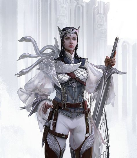 ArtStation - Swan Princess, Julia Kostanda Swan Maiden, Interesting Characters, Warrior Women, Swan Princess, Swan Queen, Female Character Concept, Character Inspo, Setting Sun, High Fantasy