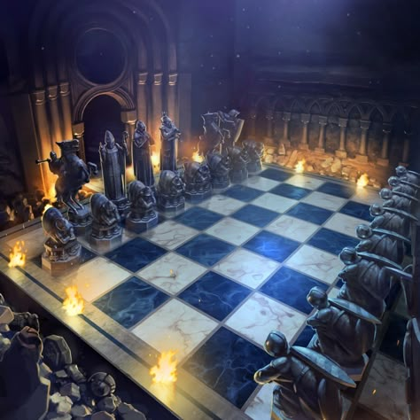 Chess Illustration, Hogwarts Minecraft, Harry Potter Chess, Harry Potter Store, Wizard Chess, Hogwarts Games, Harry Potter Classes, Harry Potter Places, Harry Potter Puzzle