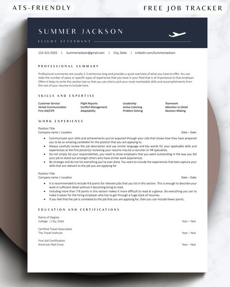 Airline Resume for Flight Attendant CV template Word ATS Friendly Cabin Crew Job application Resume Google Docs Editable CV Curriculum Vitae Flight Attendant Resume, Simple Resume Format, Cabin Crew Jobs, Accountant Resume, Medical Resume, Resume Guide, Nursing Resume Template, Cv Template Word, Nursing Resume