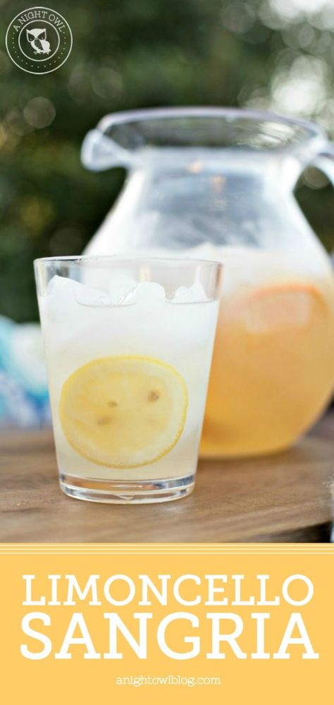 Limoncello Sangria is an easy and delicious blend of limoncello and white wine that will have you enjoying sangria all summer long! Limoncello Sangria, Grapefruit Vodka, Sangria Recipes, Delicious Drinks, Oranges And Lemons, Night Owl, Summer Treats, Summer Cocktails, Adult Drinks