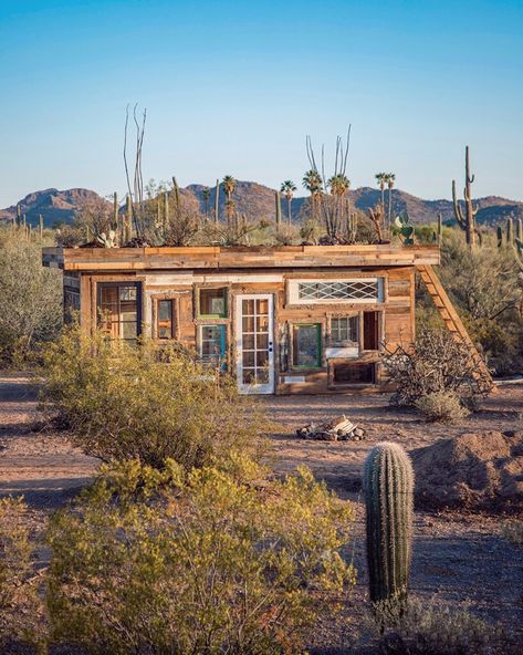 Desert Trailer Park, Desert Cabin, Desert Town, Earthship Home, Desert Environment, Living Roofs, Off Grid Cabin, Cactus Desert, Concrete Bricks