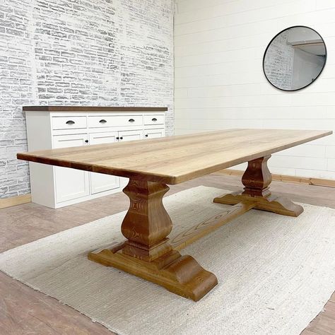 Ash Dining Table, White Oak Table, Classic Dining Table, Double Pedestal Dining Table, Real Wood Furniture, Classy Kitchen, Stained Table, Farmhouse Decor Kitchen, Dinning Room Design