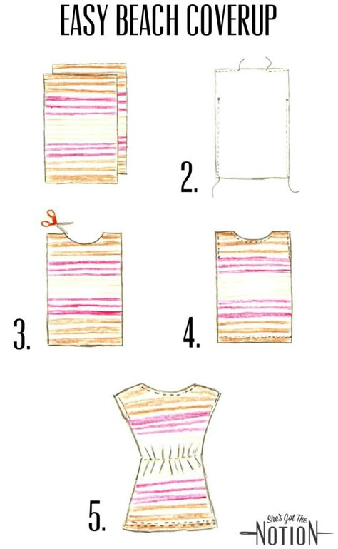 Easy Beach Cover-Up: sewing tutorial | She's Got the Notion Towel Cover Up, How To Make A Swimsuit Coverup, Swim Cover Up Pattern, Diy Beach Cover Up, Beach Dresses Diy, Beach Coverup Pattern, Summer Sewing, Swim Cover, Sewing For Beginners