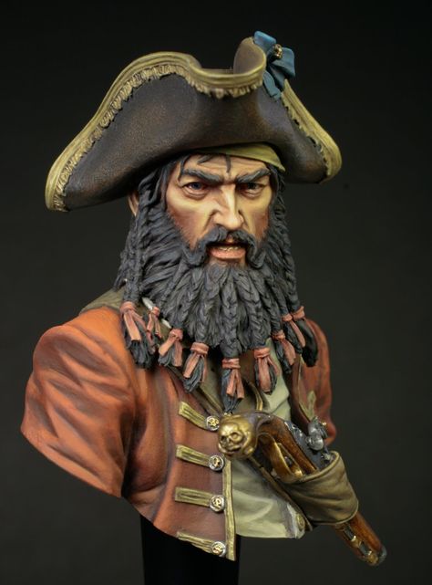 Famous Pirates | It is Blackbeard, This is a Young Miniature Bust of the famous pirate ... Pirate Beard, Edward Teach, Custom Miniatures, Famous Pirates, Pirate Outfit, Pirate Hat, Pirate Art, Pirate Life, Jolly Roger