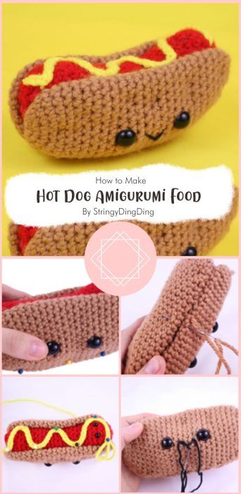 4 Amigurumi Hotdog Free Pattern Ideas - Carolinamontoni.com Hot Dog Crochet Pattern Free, Amigurumi Hot Dog, Hot Dog Crochet Pattern, Crochet Hot Dog Pattern Free, Crochet Picnic Food, Crochet Toys For Dogs Free Pattern, Amigurumi Free Pattern Food, Crochet Poptart Free Pattern, Free Food Crochet Patterns