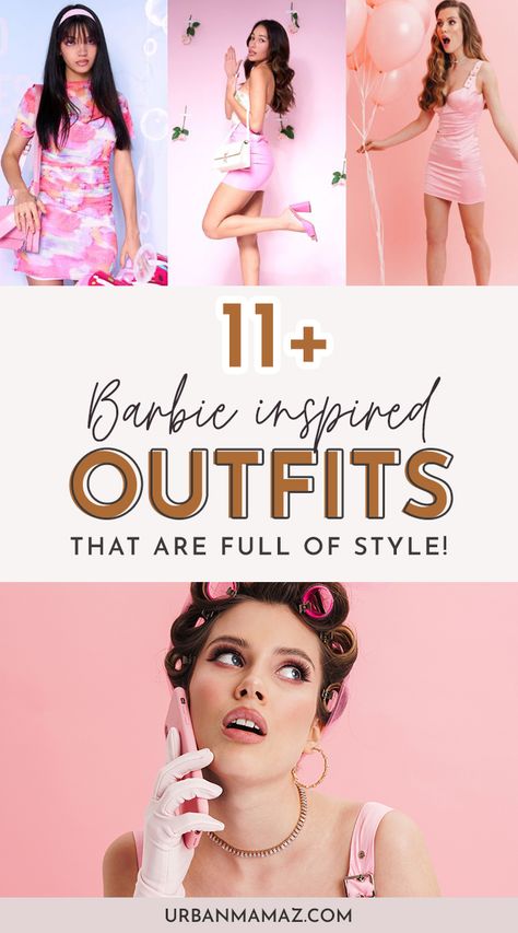 Best Barbie Inspired Outfits for Adults Barbie With Jeans Outfit, Fashionista Barbie Outfit, Most Iconic Barbie Dolls, Best Barbie Outfits, Curvy Barbie Outfits, How To Dress Like Barbie, Casual Barbie Outfits, Types Of Barbie Costumes, Barbie Dress Up Ideas