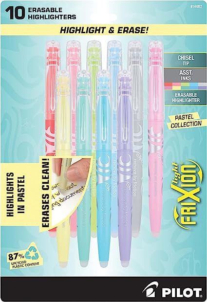 Best Highlighters! Great for whole group and small group. Can write in a book and erase as needed. We all make mistakes when highlighting! I love this when I need to show something to one class but need to erase so I can reshow to another class! #classroom #teaching #highlighters #teachingsupplies #teacher Best Highlighters, Erasable Highlighters, Pastel Highlights, Yellow Highlighter, Pastel Highlighter, Best Highlighter, Pilot Pens, Pilot Frixion, Teaching Supplies