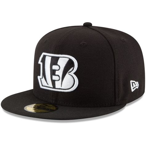 Cincinnati Bengals New Era B-Dub 59FIFTY Fitted Hat - Black Nfl Pro Bowl, Black B, White Embroidery, Cincinnati Bengals, Fitted Hat, Chicago White Sox, Atlanta Braves, Hat Sizes, Fitted Hats