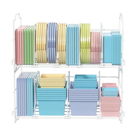 PRICES MAY VARY. STACKABLE DESIGN: Customize your storage with our stackable organizer to add even more space. Stack these for a vertical storage option, great for creating a tidy and clean kitchen. FLEXIBLE STORAGE: Each food container lid organizer includes 4 adjustable dividers, easy to set up and no need any tools, help you configure different spaces to keep food container lids upright and accessible. DURABLE CONSTRUCTION: Unlike other plastics or woods, our food container lid organizer is m Storage For Tupperware, Tupperware Lid Storage, Plastic Container Organization, Organize Storage Room, Deep Cupboard Organization, Ikea Kitchen Organization Ideas, Tupperware Organizer, Tupperware Organization, Organizing Kitchen Cabinets