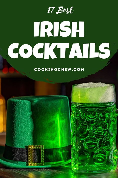 Luck Of The Irish Cocktail, Irish Cocktails St. Patrick's Day, Irish Drinks Cocktails, Irish Cocktail Recipes, Leprechaun Drink, Irish Cocktails, Unique Cocktail Recipes, Irish Drinks, Drink Names