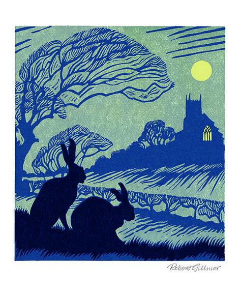 'Norfolk Night' by Robert Gillmor (V088) Two Color Linocut, Lino Print Landscape, Linocut Printmaking, Lino Art, Lino Cut, Linocut Art, Paper Envelope, Sgraffito, Blank Card