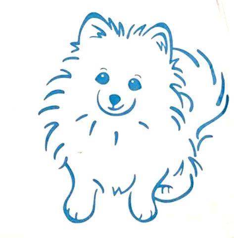 Pomeranian Painting Easy, Pomeranian Drawing Simple, Pomeranian Line Art, Pomeranian Embroidery, Pomeranian Outline, Pomeranian Doodle, Pomeranian Tattoo, Pomeranian Drawing, Dog Drawing Simple