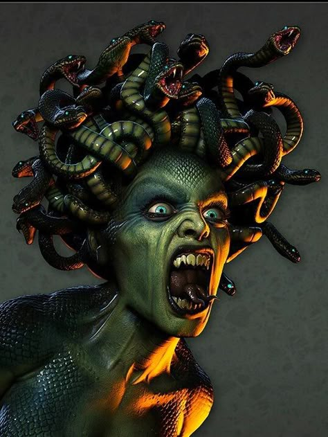 In Greek mythology Medusa ("guardian, protectress")[1] was a monster, a Gorgon, generally described as having the face of a hideous human female with living venomous snakes in place of hair. Gazing directly into her eyes would turn onlookers to stone. Most sources describe her as the daughter of Phorcys and Ceto,[2] though the author Hyginus (Fabulae, 151) interposes a generation and gives Medusa another chthonic pair as parents. Small Wave Tattoo, Medusa Gorgon, Creature Fantasy, Medusa Art, Heroic Fantasy, Medusa Tattoo, Greek And Roman Mythology, Bad Person, Mythological Creatures