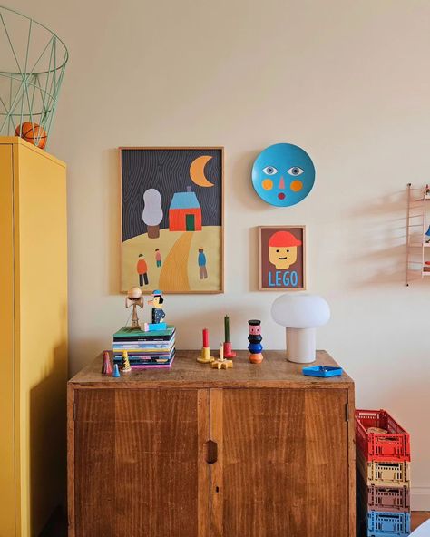 Wolfnoodle® | My LEGO print has been flying out lately 🤎 I love to see which prints you choose to mix and match !! | Instagram Boy Kid Room Ideas, Mid Century Modern Playroom, Mid Century Modern Kids Bedroom, Mcm Kids Room, Mid Century Room Decor, Mid Century Modern Kids Room, Children Room, Toddler Boy Rooms, Mid Century Kids Room