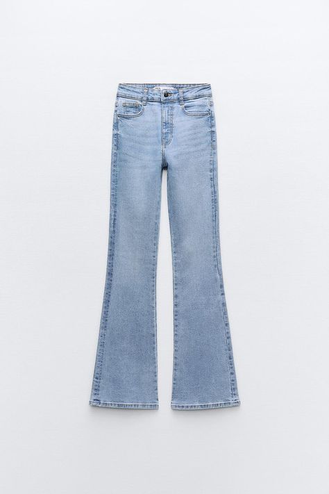 Women's Jeans, High Waist Jeans, Flare Jeans, Full Length, High Waist, Women Jeans, Zara, United Kingdom, Light Blue