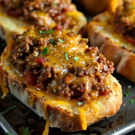 Texas Toast Sloppy Joes Sloppy Joe Garlic Bread Sandwich, Garlic Toast Sandwich, Sloppy Joe Toast, Sloppy Joes On Texas Toast, Sloppy Joe On Garlic Texas Toast, Made Right Sandwich Recipe, Garlic Toast Sloppy Joes, Texas Toast Sloppy Joes, Joe Sandwich