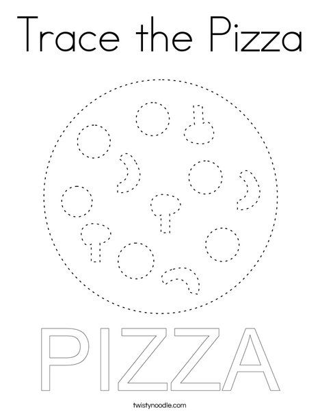 Trace the Pizza Coloring Page - Twisty Noodle Food Tracing Worksheets, Pizza Worksheets For Preschool, Pizza Crafts For Preschool, Pizza Crafts For Kids, Pizza Activities For Preschool, Literacy Worksheets Preschool, Pizza Worksheet, Pizza Coloring Page, Pizza Project