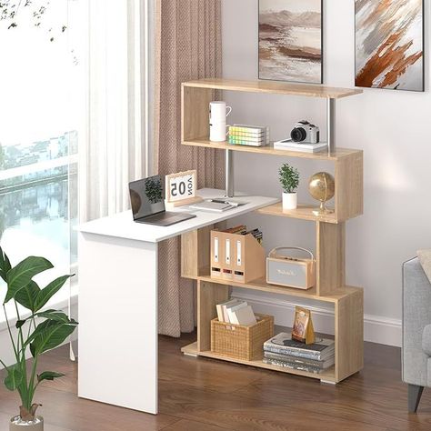 Office Desk Rotating Desk, Wooden Study Desk Table with Storage Shelve
2-in-1 Office Desk & Bookshelf —— ADWIN practical multifunctional desk is not only a home office desk, it also has 4 Tier of bookshelf, which provides enough storage space, can be used to place books, magazines or documents, also be used as a display shelf to souvenirs and plants, maximizing the use of your home space. Desk Amazon, Wooden Study Desk, Rotating Desk, Shelves Corner, Wood Computer Desk, Bookshelf Desk, Laptop Table, Table With Storage, Study Desk