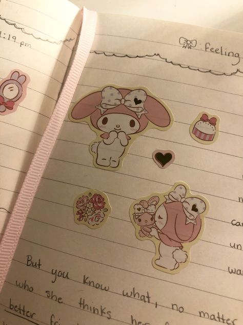 my journal <3 My Melody Journaling, Wonyoungism Journaling, My Melody Journal, Hello Kitty Notes, Sanrio Journal, Journal Icon, Hello Kitty Journal, Stationary Journal, Kawaii Notes