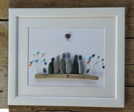 Pebble art family, custom family order, personalized family gift, Family gift, Anniversary family4, New home, wall art family, Christmas Portrait Beach, Stone Pictures Pebble Art, Anniversary Couple, Pebble Art Family, Family Flowers, Personalized Family Gifts, Pebble Pictures, Family Frames, Christmas Custom