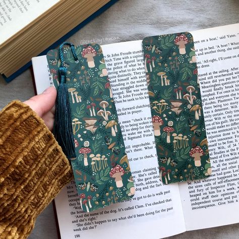 thetinytoucan - Etsy UK Diy Mushroom Bookmark, Arabic Bookmarks, Mushroom Bookmark, Book Worm Gift, Pretty Stationery, Bookmark Ideas, Creative Bookmarks, Diy Bookmarks, Gifts For Bookworms