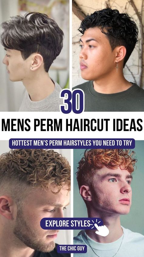 From Loose Waves to Tight Curls: 30 Perm Hairstyles for Men Perms On Boys Hair, Perm Men Hairstyle, Guy Permed Hair, Perm Styles For Men, Perm Types Men, Guys Perm Men's Hairstyle, Men’s Permed Hairstyles, Men’s Soft Perm, Perm Boys Hair