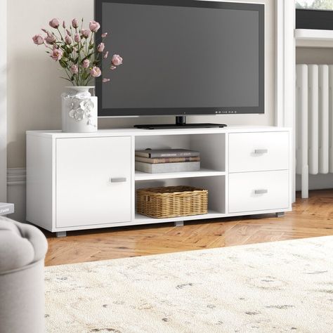 Simple Tv Stand, Bedroom Furniture Inspiration, White Tv Cabinet, Bedroom Tv Stand, White Tv Stands, White Tv, Future Apartment Decor, Tv In Bedroom, Living Room Tv Stand