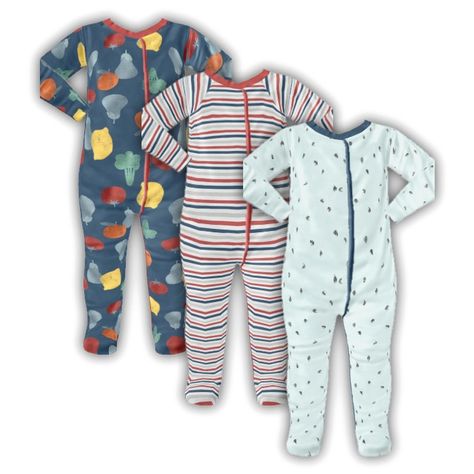 Infant Striped Veggie Footie Pajamas - Screenshots - The Sims 4 Create a Sim - CurseForge Sims 4 Toddler Pajamas, Sims 4 Infant Clothes, Sims 4 Infant, Fox Onesie, Panda Pyjamas, Masculine Clothing, Sims Baby, Sleep Gown, Sims 5