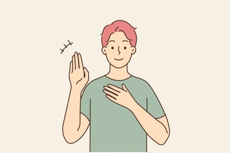 Smiling young man talking using sign language. Happy guy communicate with hand gestures. Alternative communication. Vector illustration. Hand Gestures, Happy Guy, Sign Language, Aesthetic Stickers, Vector Art, Communication, Vector Free, Vector Illustration, Royalty Free