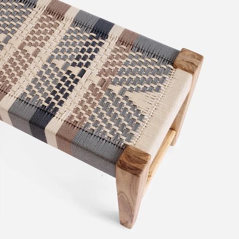 Ottomans & Benches | Sustainable furniture by MasayaCo Chair Weaving, Woven Furniture Design, Teak Wood Furniture, Danish Chair, Teak Bench, Woven Chair, Woven Furniture, House Aesthetic, Teak Frame