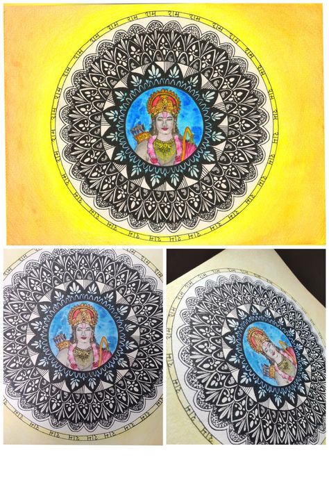 Shri Ram Painting/Mandala Art/Black Pen Painting... Made by Anchal Jain Shri Ram Mandala Art, Ram Mandala Art, Shri Ram Painting, Shree Ram Painting, Ram Painting, Painting Mandala Art, Painting Mandala, Pen Painting, Shri Ram