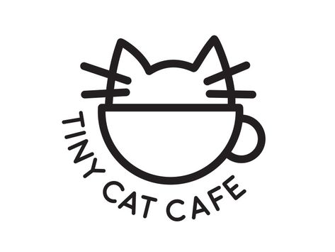 Tiny Cat Cafe Logo by Emi Bee on Dribbble Cat Cafe Logo, Cafe Logos, Pet Cafe, Cafe Logo Design, Tea Logo, Coffee Icon, Dog Cafe, Cafe Shop Design, Tiny Cats