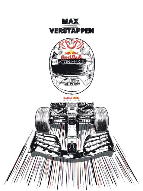 Max Verstappen Illustration, F1 Sketch Formula 1, Max Verstappen Art, Max Verstappen Drawing, F1 Graphics, F1 Book, Redbull F1, Redbull Racing, Formula Car