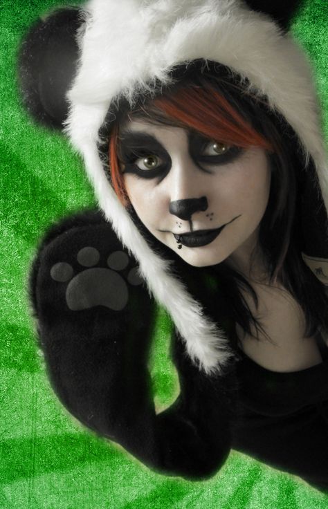 panda Panda Makeup, Challenges Ideas, Panda Costumes, Animal Makeup, Costumes Diy, Face Paint Makeup, Formal Makeup, Makeup Challenges, Halloween Costumes Makeup