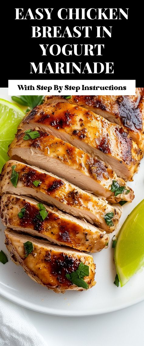 Image for Easy Chicken Breast in Yogurt Marinade Chicken With Yogurt Marinade, Yogurt Marinated Chicken Breast, Chicken Marinade Yogurt, Greek Yogurt Chicken Marinade, Chicken Marinated In Yogurt, Juicy Chicken Breast, Yogurt Marinated Chicken, Yogurt Marinade, Greek Yogurt Chicken