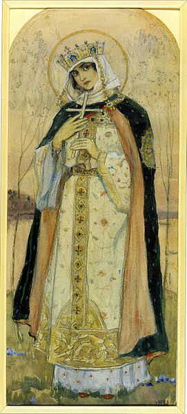 Mikhail Nesterov, Sfanta Olga St Olga Of Kiev, Ezio Anichini, Saint Olga, Mikhail Nesterov, Olga Of Kiev, Sacred Heart Art, Medieval Drawings, Medieval Woman, Art Details