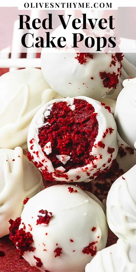 Red velvet cake pops are easy, decadent and delicious red velvet truffles made from cake mix, cream cheese frosting and white candy melts. Red Velvet Cake Pops Recipe, Cake Mix Cream Cheese, Red Cake Pops, Red Velvet Cake Roll, Red Velvet Truffles, Red Velvet Cake Pops, Banana Coffee Cakes, Cream Cheese Ball, Red Velvet Recipes